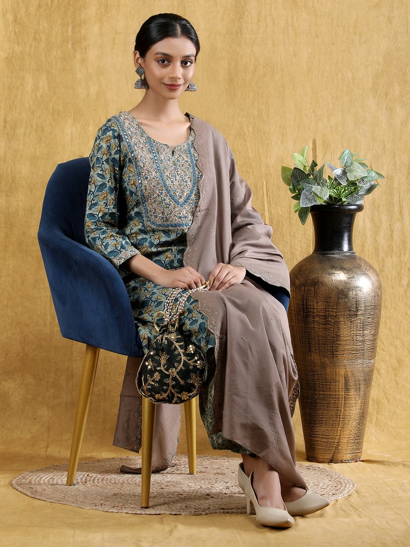 Shifory Embellished Green Kurta Set for Women - Image 2